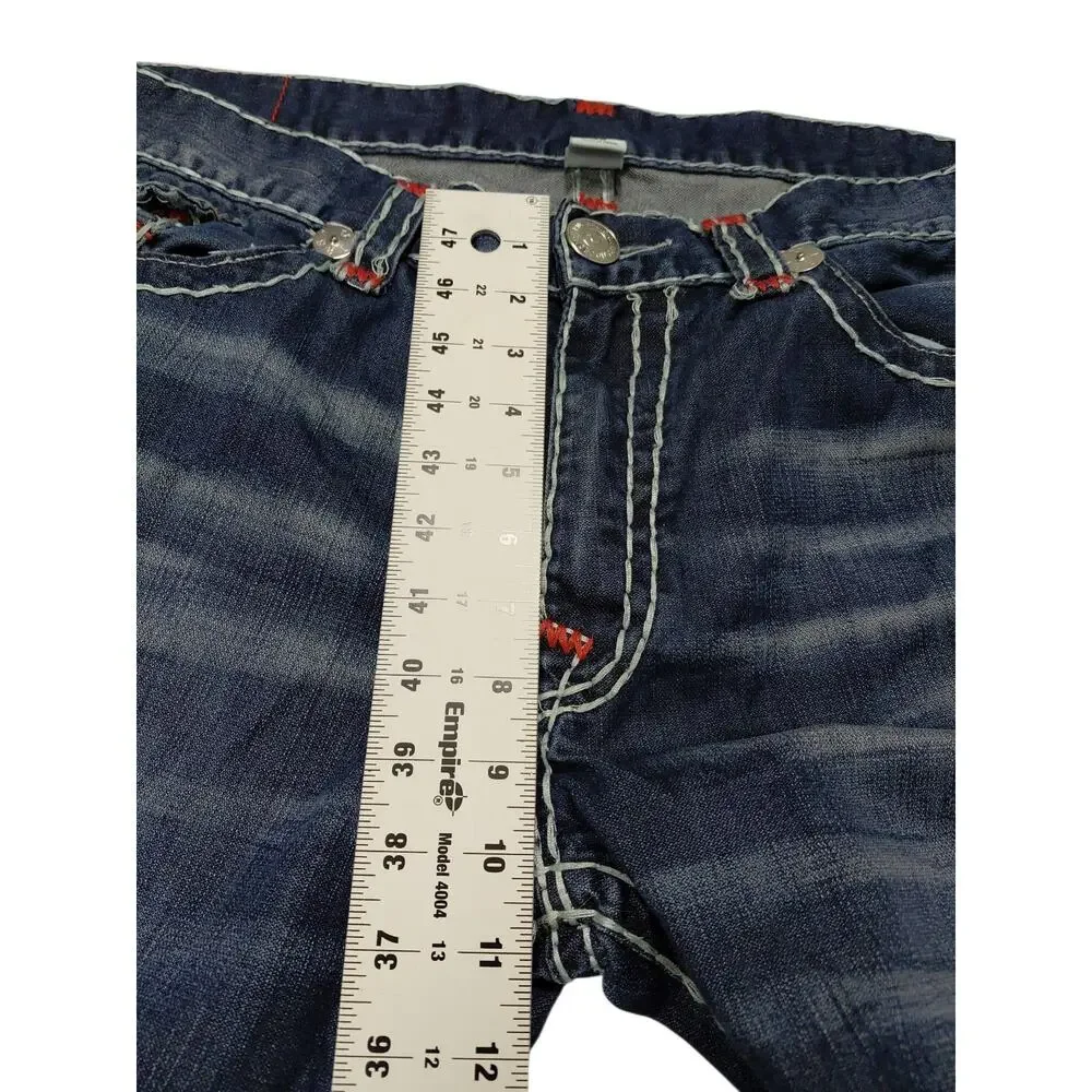 True Religion Slim Embroidered Boot Cut Stich Red Size 40x33